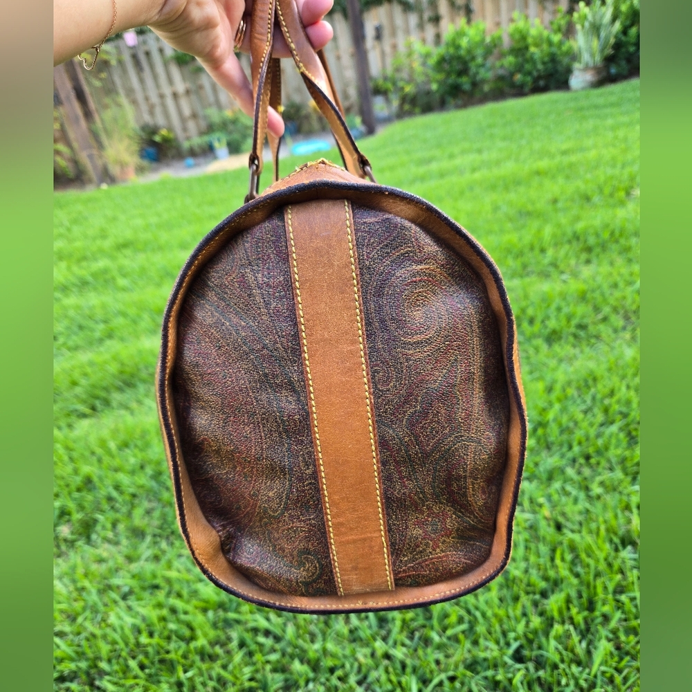 Etro Vintage 16” Travel Duffle Bag – Paisley & Leather – Rehab Project - Picture 10 of 15